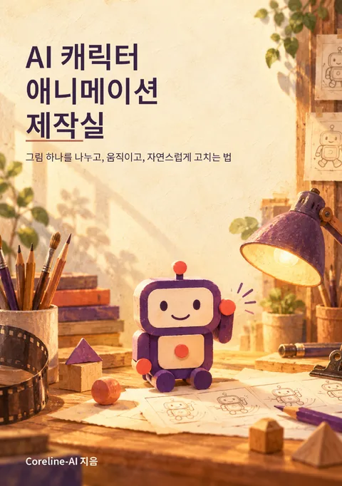 AI 캐릭터 애니메이션 제작실 표지 — 저자 Coreline-AI