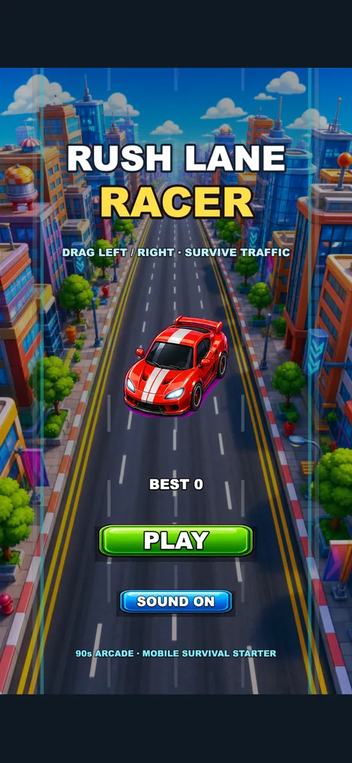 Rush Lane Racer 시작 화면