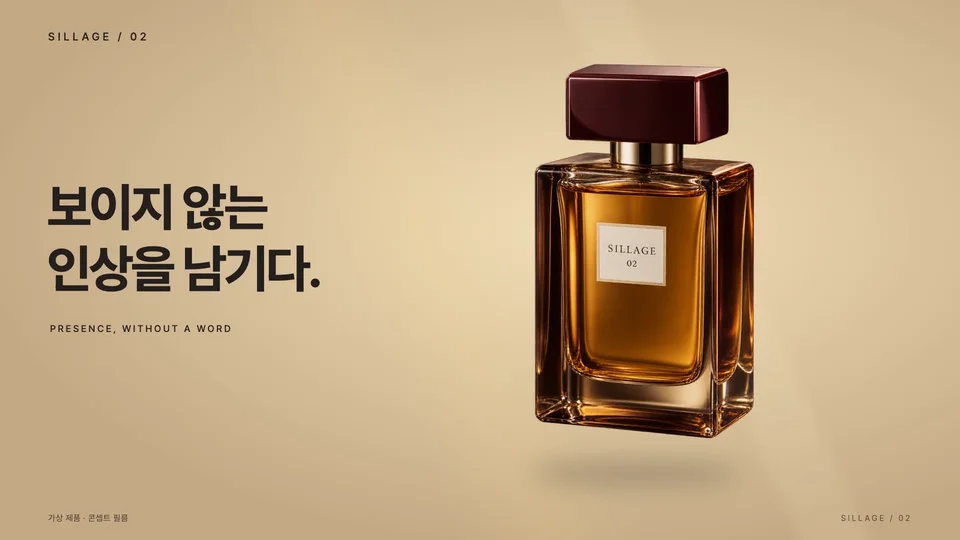 존재감을 읽는 시간 — 밝은 황금빛 배경에서 병 전체와 왼쪽 메시지를 함께 보여줍니다.